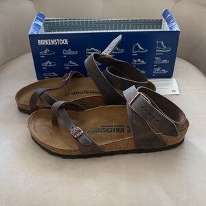 New Birkenstock women’s Yara ankle strap Sandals brown oiled leather 41